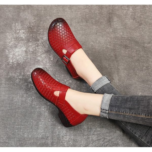 Alternative view of Spring Flat Shoes Woman  Vintage Flats Women Casual Shoes Genuine Leather Soft Bottom Ladies Leather Shoes Size 41