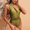 Sexy One Shoulder Printed  One Piece Swimsuit Women Swimwear Female With Belt Bather Bathing Suit Swim Lady - Hplify