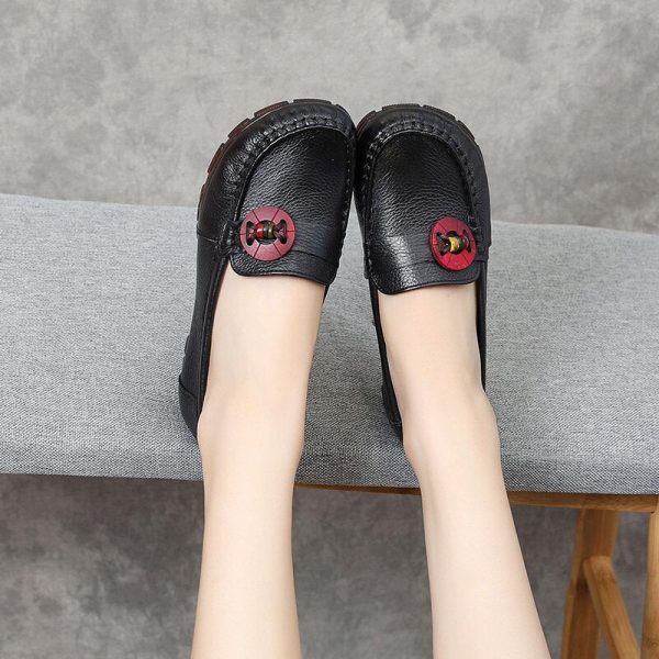 High Quality Flats Women Genuine Leather Flats Shoes Handmade Comfort Loafers Leisure Women's Shoes
