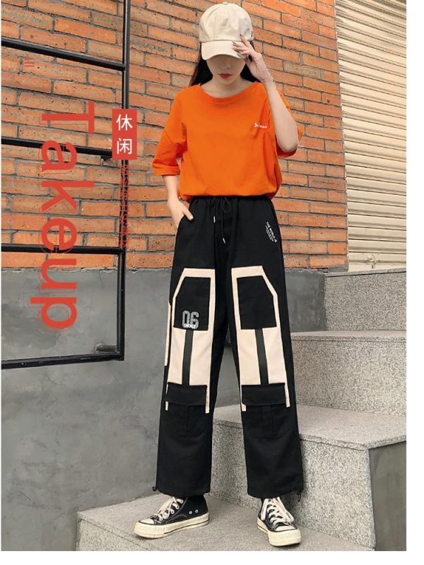Harajuku Big Pocket Cargo Pants Women High Waist Streetwear Wide leg Casual Pants Women - Hplify