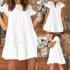 Women Casual Ruffle O Neck Short Sleeve Dress - Hplify
