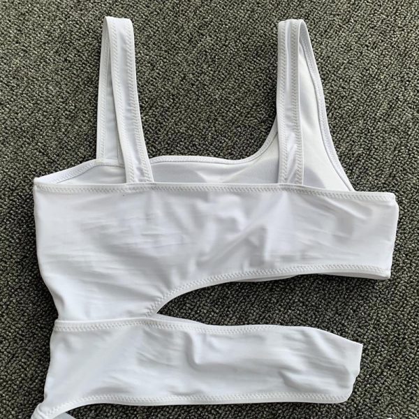 2021 Cut Out One Piece Swimsuit Female Sexy Push Up Monokini White High Cut Swimwear Women Beachwear New Bathing Suits - Hplify