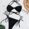 High Quality Hottest Classical Black Bikini Solid Plus Size Bikini Set Bathing Suits Removable Pad Fully Lined Women Swimwear - Hplify