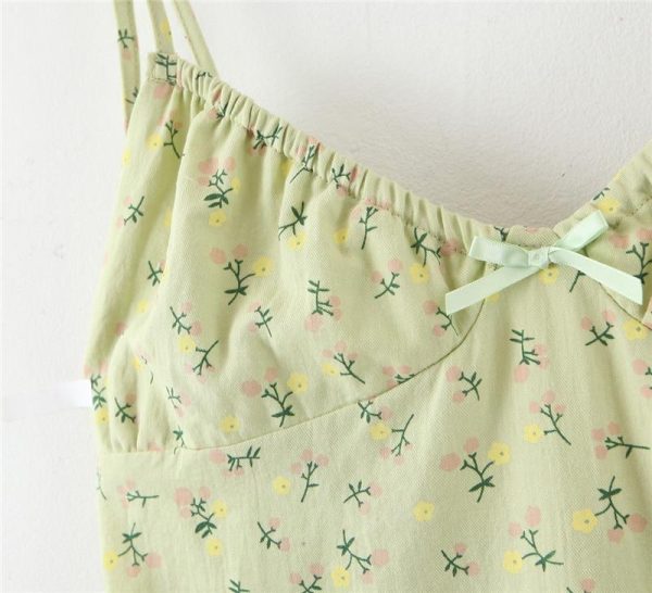 Chu Sau beauty New Casual Chic Floral Print Sling Mini Dress Women Holiday Bow V-neck Dress Summer Sexy Backless Ladies Dresses - Hplify
