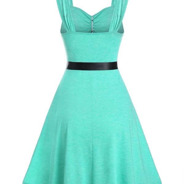 Alternative view of Women Casual Dress Plus Size Lace Insert Button Ruched Belted Dress Sleeveless A-Line Sexy Party Dress Sundress Vestidos