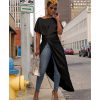 High waist long chiffon bloues women tops Irregular twisted summer blouse top Black white shirt blusas mujer ladies tops - Hplify