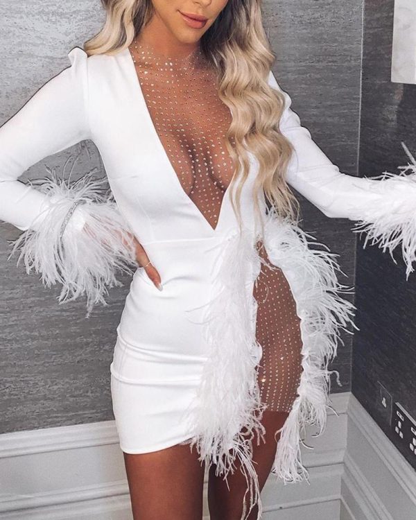 Hollow Out Lack Bodycon Draped Dress - Hplify