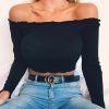 Women's Casual Off Shoulder Tank Top Summer Sexuality Sleeve Crop Tops - Hplify
