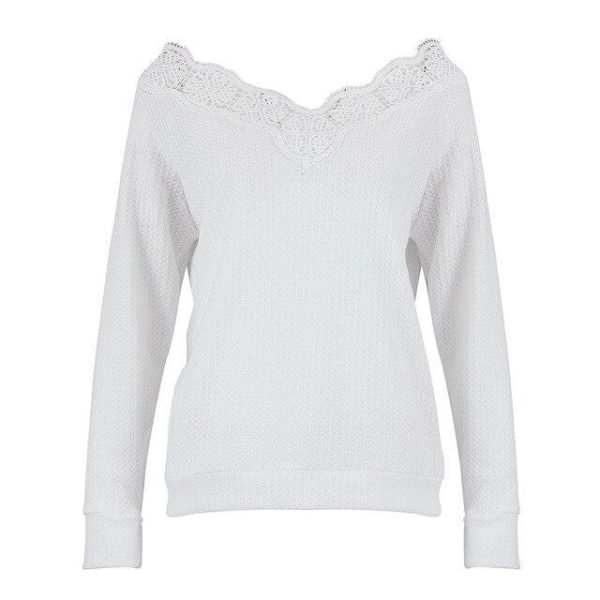 Korean Fashion Clothing Women Sexy off shoulder  Lace Long Sleeve Women Blouse Womens Tops and Blouses - Hplify