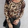 Leopard Print Black T Shirt Ladder Cut Out Long Sleeve T-shirt Women Casual O Neck Summer Tops Women Clothes - Hplify