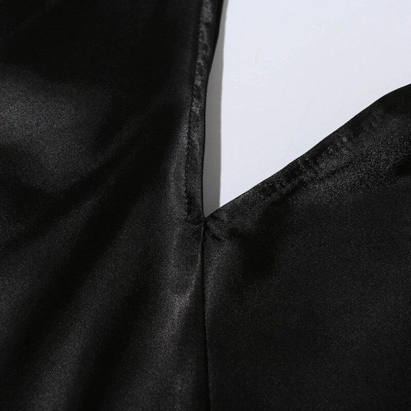 Long Sleeve Cut Out Satin Dress Women Solid Black Bodycon Party Dress Sexy Clubwear Mini Vestidos Mujer - Hplify