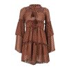 Long Sleeve Dress Sexy See Through Turtleneck Cascasing Ruffled Polka Dot Chiffon Flare Sleeve Women Dress Polka Dot Dress - Hplify