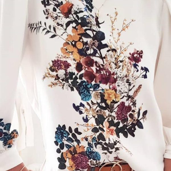 Lovely Bouquet Long Sleeve Top Women O Neck Long Sleeve T Shirt Flower Print Tops Summer Streetwear Blusa Mujer - Hplify