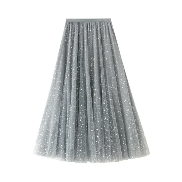 Alternative view of Women's Mid Length Sequin Star Mesh Gauze Skirt