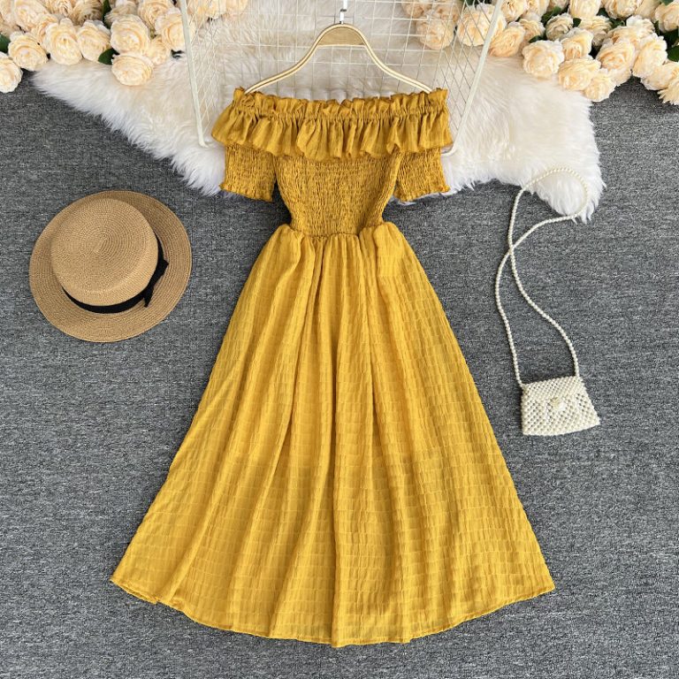 Sweet One Shoulder Chiffon Dress Off Shoulder Pleated Chiffon Dress ...