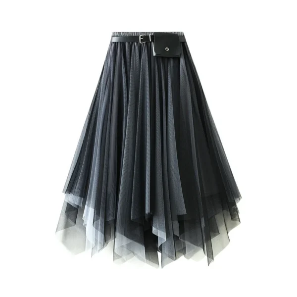 Alternative view of Irregular Skirt Mid Length Lace Mesh Skirt