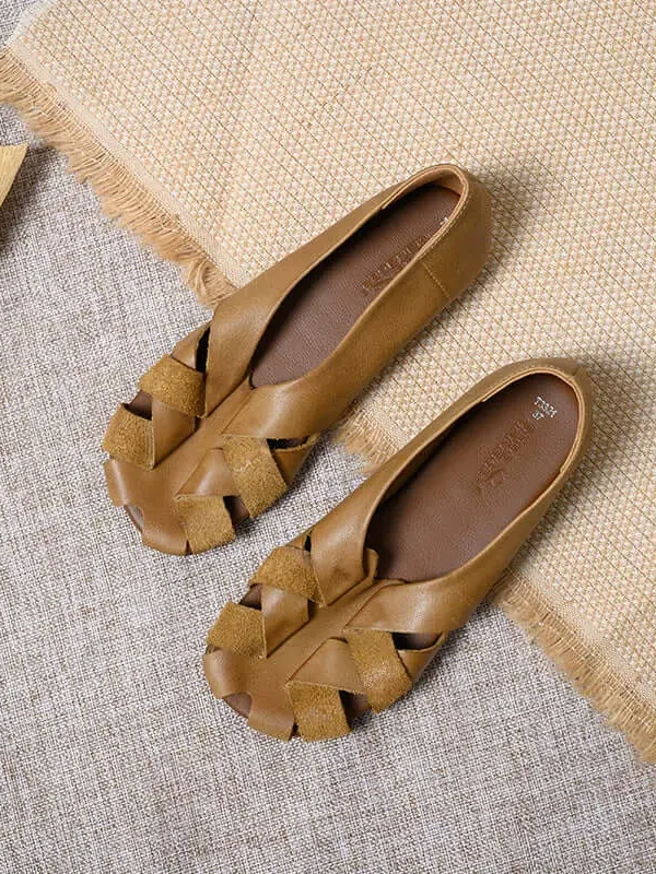 Alternative view of Women's Roman Sandals Leather Mesh Breathable Flats Shoes