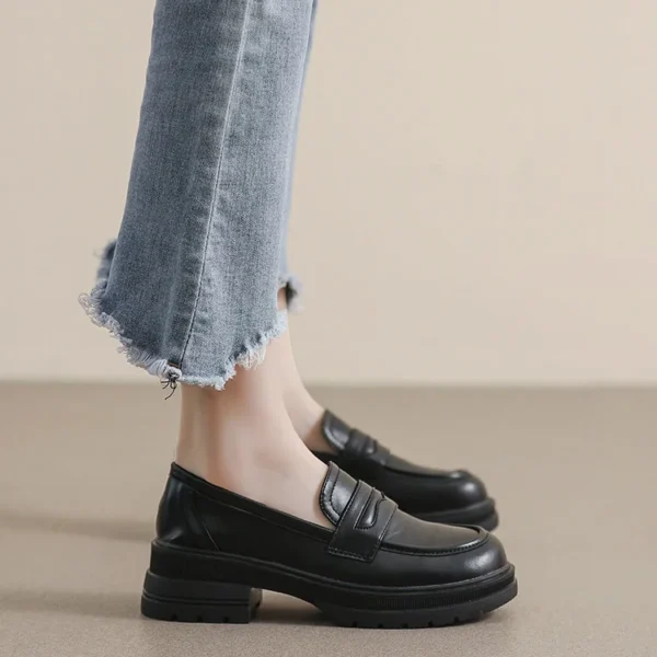 Alternative view of Thick-soled Loafers Women's Retro British Style Chunky Heel Soft-soled Shoes