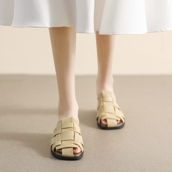 Alternative view of Women Slippers Retro Flat Slippers Woven Strappy Sandals