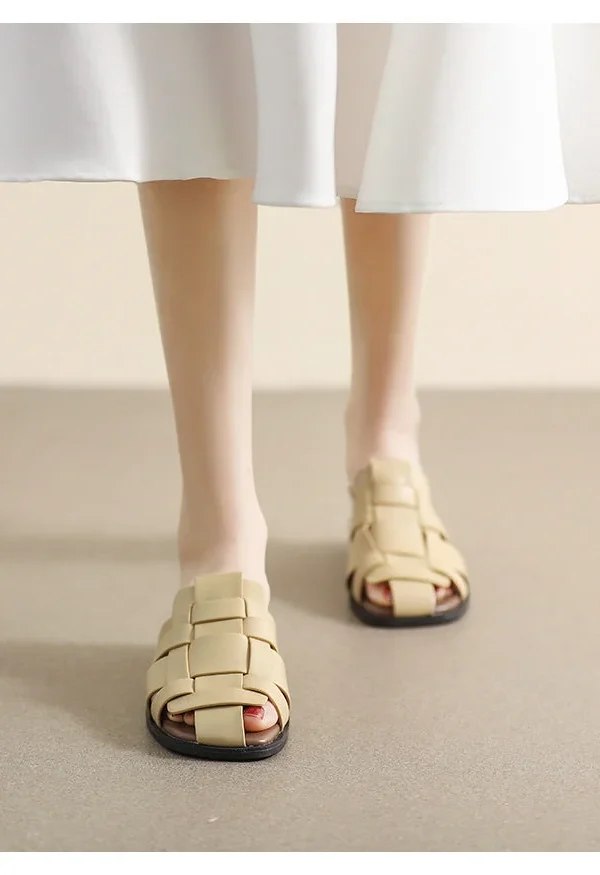 Alternative view of Women Slippers Retro Flat Slippers Woven Strappy Sandals