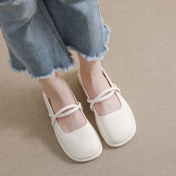 Square Toe Shallow Flat Sole Single Shoe