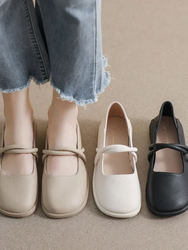 New Women's Square Toe Soft Sole Shoe - Shallow Mouth Flat Large Size