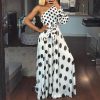 One off shoulder long sleeve long dress women bow tie waist pleasted dress Summer bohemian beach maxi dresses robe femme - Hplify