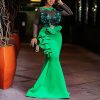 Plus Size Mesh Sheer Ruffles Long Sleeve Dress Women Elegant Transparent Bodycon Party Dress Patchwork Long Maxi Dresses - Hplify