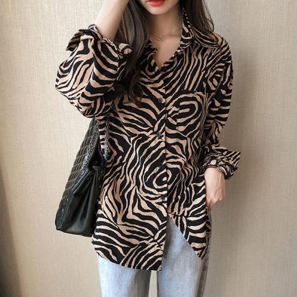 Plus size womens tops and blouses BF style long sleeve casual pullover tops shirt Summer Zebra print blouse women blusas - Hplify