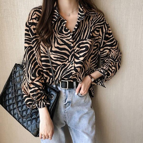 Plus size womens tops and blouses BF style long sleeve casual pullover tops shirt Summer Zebra print blouse women blusas - Hplify