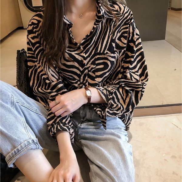 Plus size womens tops and blouses BF style long sleeve casual pullover tops shirt Summer Zebra print blouse women blusas - Hplify