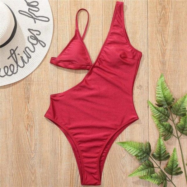 5 Colors Colorful Sexy Asymmetrical Women Swimwear One Piece Swimsuit Female Leopard Bather Bathing Suit Swim - Hplify