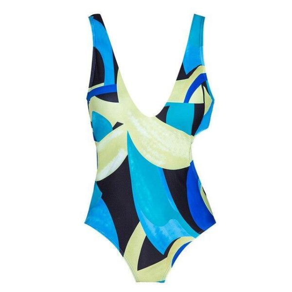 Asymmetric Printed Women Swimwear One Piece Swimsuit Female Cut Out Padded Bather Bathing Suit Swim Lady - Hplify