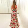 Red flower embroidered long maxi dress Women back v  embroidery mesh dresses Elegant sleeveless ladies party dress Robe vestidos - Hplify