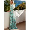 Retro print sashes long dress women Split high waist bohemian maxi dress Long sleeve summer beach dresses Robe femme - Hplify
