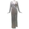 Ruched desiged sequined dress women long sleeve party dress Elegant split long maxi dresses autumn sequin robe femme - Hplify