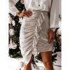 Ruffles Designed Sequined Skirt Women Summer Fashion High Waist Skirt Irregular Ruched Mini Skirts Saias Mujer - Hplify