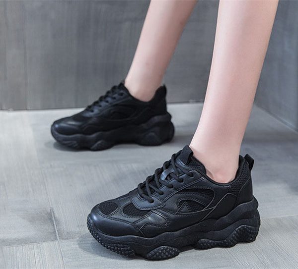 Alternative view of Sneakers  New Fashion For Women Solid Color PU Leather Comfy Breathable Mesh Platform Shoes Causal Trendy Woman Sport Shoes