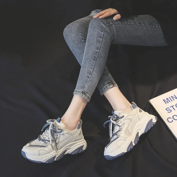 Alternative view of Spring Shoes For Women  Korean Style Fashion Thick-soled Heightened Sneakers Breathable Mesh Low-top Comfy Casual Shoes