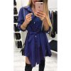 Sashes wrap shirt dress summer Irregular single breasted short dress women Casual tie waist sundress blue vestidos mujer - Hplify