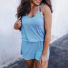 Sexy Blue Spaghetti Strap Sleeveless Tunic Rompers Womens Short Jumpsuit Summer Clothing Overalls Casual Playsuit Streetwear - Hplify
