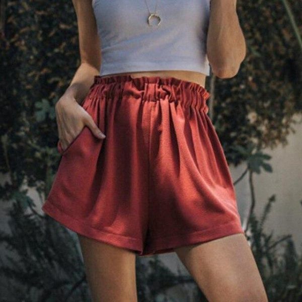 Sexy Ladies Brown Solid Elastic High Waist Wide Leg Mini Short Shorts Women Summer Clothes Fashion Casual Loose Streetwear - Hplify