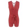 Sexy Low Cut Red Polka Dot Sleeveless Tunic Lace Up Rompers Womens  Summer Clothes Overalls Playsuit Casual Streetwear - Hplify