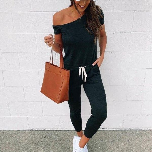 Sexy Off Shoulder Bandage Rompers Womens Clothing Jumpsuit Black Gray Playsuit Summer Short Sleeve One Piece Outfit Streetwear - Hplify