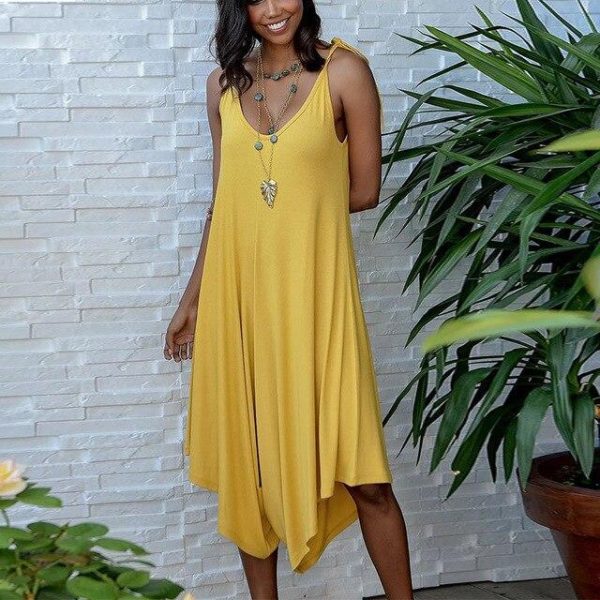 Sexy Off Shoulder Solid Color Low Cut Sleeveless Wid Leg Women Playsuit Sexy Women Romper Summer Cloth - Hplify