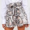 Sexy Snake Skin Print High Waist Lace Up Drawsrting Wide Leg Mini Short Shorts Women Summer Clothes Casual Loose Streetwear - Hplify