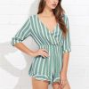 Sexy Summer Striped Print Low Cut Half Sleeve Women Playsuit Casual Women Romper Sexy Women Overalls - Hplify