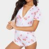 Sexy V Neck Printed Short Sleeve Skinny Rompers Womens Short Jumpsuit Summer Overalls Sexy Playsuit Women Sleep Wear - Hplify