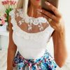 Sexy Women Summer Tops Mesh Patchwork See Through O-neck Sleeveless Women Blouse Sexy Tops and Shirt - Hplify