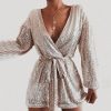 Club party rompers womens jumpsuit Long sleeve sequin women jumpsuit Autumn sashes wrap playsuit overalls body mujer - Hplify